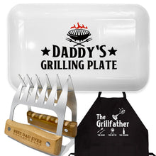 Load image into Gallery viewer, Dad Gifts from Daughter, Christmas Dad Gifts, Daddy Platters with Stainless Steel Meat Shredder Claws and Apron, Chicken BBQ Smoker Accessories, Grilling Birthday Gifts for Him Dad
