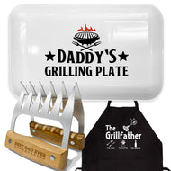 Dad Gifts from Daughter, Christmas Dad Gifts, Daddy Platters with Stainless Steel Meat Shredder Claws and Apron, Chicken BBQ Smoker Accessories, Grilling Birthday Gifts for Him Dad