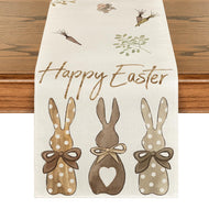 Artoid Mode Carrots Rabbit Bunny Happy Easter Table Runner, Spring Summer Seasonal Holiday Kitchen Dining Table Decoration for Indoor Outdoor Home Party Decor 13 x 72 Inch