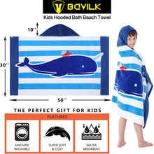 Load image into Gallery viewer, Bavilk Kids Bath Towels, Kids Towel Girls Boys Hooded Beach,Bathroom,Pool Swim Towels 30 × 50 INCH Large Size Ultra Absorbent Cute Cartoon Animal Full Vitality 100% Cotton Wearable Wrap for Child
