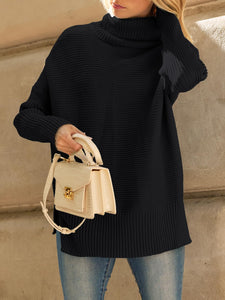 LILLUSORY Womens Turtleneck Oversized Tunic Fall Sweaters 2024 Trendy Casual Long Pullover Knit Winter Casual Cute Poncho Fashion Trendy Clothes Outfits Clothing Tops Black