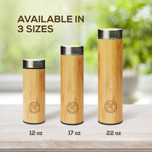 Load image into Gallery viewer, LeafLife Premium Bamboo Tea Bottle for Loose Tea - Tea Infuser Bottle - Tea Gifts - Insulated Water Bottle/Coffee Tumbler/Tea Thermos - Tea Gift Set, Tea Accessories - Tea Tumbler 17oz
