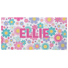 Load image into Gallery viewer, Let&#39;s Make Memories Personalized Beach Towel - Flowers - Vacation Gear - for Beach and Pool Lovers - Oversized - Customize with Name
