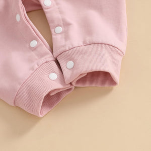 Easter Baby Boy Girl Outfit Embroidery Bunny Rompers Bunny Tail Jumpsuit Unisex Newborn Infant Easter Clothes (Pink, 0-3 Months)