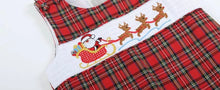 Load image into Gallery viewer, Preorder ETA 8/15-9/15-Red Christmas Plaid Santa Smocked Overalls-size chart attached with pictures - Image #1
