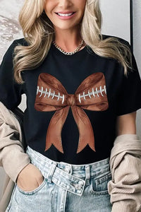 Coquette Football Bow Graphic T Shirts - Image #5