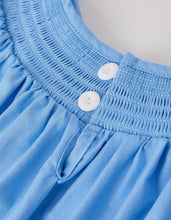 Load image into Gallery viewer, Blue Fall Thanksgiving&amp;Halloween
Pumpkin Smock Embroidery Lace Baby Girl Dress-Ships 10/15
