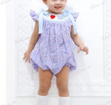 Load image into Gallery viewer, I Love Dad Floral Smocked Girl Bubble - Image #1
