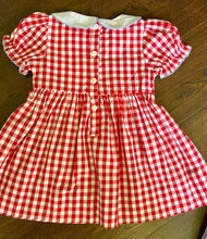 Load image into Gallery viewer, Ready to ship-Back To School Crayons And Apples Hand Smocked Gingham Girls Dress - Image #5
