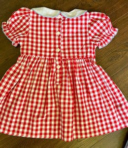 Ready to ship-Back To School Crayons And Apples Hand Smocked Gingham Girls Dress - Image #5