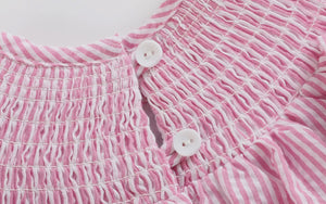 Pink Seersucker Running Bunnies
Smocked Flutter Romper