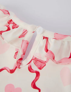 Preorder(10/19)Girls Valentine Dress with Heart Embroidery and Bowknot Design-Ships by 11/20