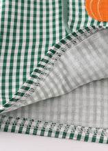 Load image into Gallery viewer, Green gingham pumpkin embroidery dress
