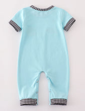 Load image into Gallery viewer, Blue halloween ghost pumpkin boy romper
