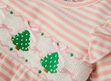 Load image into Gallery viewer, Christmas Tree Smocked Embroidery Stripe Baby Girls Romper-Ships 10/10
