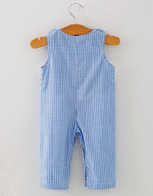 Load image into Gallery viewer, Baby Boy Baseball Smocked Romper - Blue Plaid Summer Outfit-Ships 12/15
