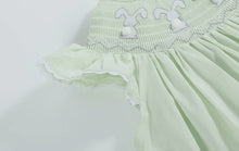 Load image into Gallery viewer, Honeydew Green Bunny Smocked
Bishop Dress
