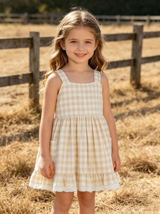 Mommy & Me Plaid Girl  Dress With Pocket