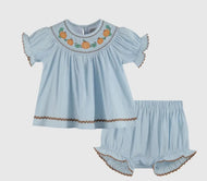 Preorder ETA 7/15-8/15-Blue Pumpkin
Gingham with Smocked Dress and Bloomers
Set - Image #1