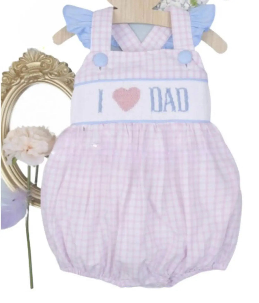 I Love Dad Hand Hand Smocked Girl Bubble-size chart attached with pictures - Image #1