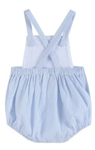 Load image into Gallery viewer, Light Blue Pinstripe Wooden Button Romper - Image #2
