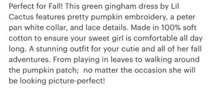 Green Gingham Pumpkin Peter Pan Collar Dress - Image #2