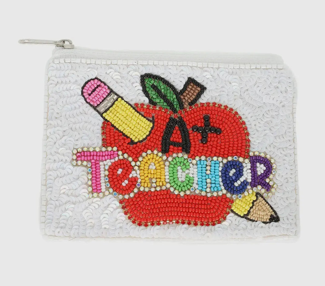 A Plus Teacher Beaded Embroidered
Coin Bag - Image #1