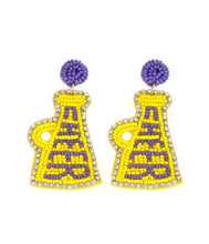 Load image into Gallery viewer, Jeweled Cheer Megaphone Beaded Earrings - Image #2
