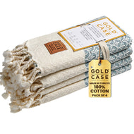 Gold CASE Turkish Hand Towels for Bathroom Set of 4-20x40-100% Cotton Bathroom Hand Towels - Helen Kitchen Hand Towel for Spa, Face, Tea & Dishcloth - Decorative Hand Towels - Aqua