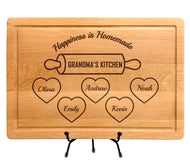 Personalized Grandma Mom Christmas Gifts, Custom Cutting Board with Kids Names for Mom Nana, Custom Engraved Serving Board or Decor, Grandma's Kitchen, Customized Mom and Grandma Gift, Engraved Sign