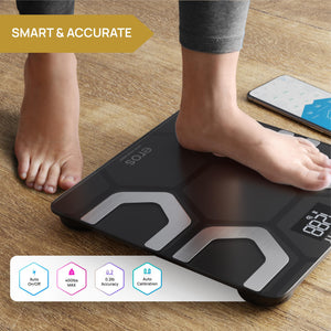 INEVIFIT EROS Bluetooth Body Fat Scale Smart BMI Highly Accurate Digital Bathroom Body Composition Analyzer with Wireless Smartphone APP 400 lbs 11.8 x 11.8 inch (Black)