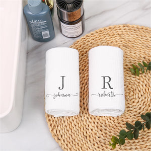 GiftBud Personalized Couple Towels - Monogrammed Hand Towels for Bathroom, Gym & Decor - Perfect for Couples Friends (Style 2)