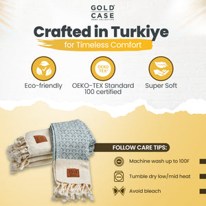 Gold CASE Turkish Hand Towels for Bathroom Set of 4-20x40-100% Cotton Bathroom Hand Towels - Helen Kitchen Hand Towel for Spa, Face, Tea & Dishcloth - Decorative Hand Towels - Aqua