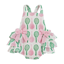 Load image into Gallery viewer, Mud Pie Baby Girl Tennis Print Sunsuit
