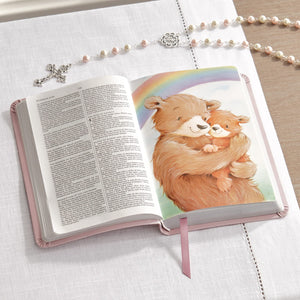 Let's Make Memories Personalized Baptism Baby Bible – Religious Gift for Faith Milestone – Pink Bible – Customize with Any Message