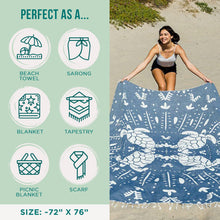 Load image into Gallery viewer, Sand Cloud Extra Large Turkish Beach Towel - Sand Free - 100% Organic Turkish Cotton Yarn - Quick Dry Towel for Beach, Picnic, Blanket or Bath - As Seen on Shark Tank - Marine Life (Prism Turtles XL)
