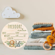 Load image into Gallery viewer, Birth Announcement Sign for Hospital - Welcome Baby Sign - Baby Boy Announcement Sign for Hospital - Baby Announcement Sign - Personalized Birth Stats Wood Announcement - Newborn Hospital Sign
