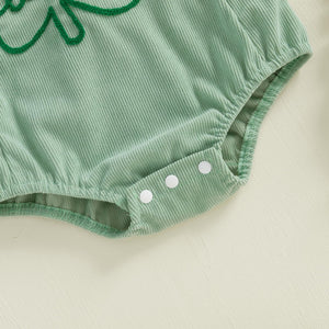 YINGISFITM My First St Patricks Day Baby Girl Outfit Newborn Lucky Charm Romper Irish Clover Shamrock Baby Girl Clothes (Green-Lucky, 6-12 Months)