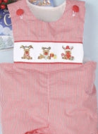 Christmas Reindeer Hand Smocked Boy Longalls - Image #1