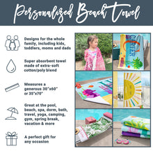 Load image into Gallery viewer, Let&#39;s Make Memories Personalized Beach Towel - Flowers - Vacation Gear - for Beach and Pool Lovers - Oversized - Customize with Name
