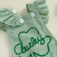 Load image into Gallery viewer, YINGISFITM My First St Patricks Day Baby Girl Outfit Newborn Lucky Charm Romper Irish Clover Shamrock Baby Girl Clothes (Green-Lucky, 6-12 Months)
