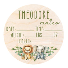 Load image into Gallery viewer, Birth Announcement Sign for Hospital - Welcome Baby Sign - Baby Boy Announcement Sign for Hospital - Baby Announcement Sign - Personalized Birth Stats Wood Announcement - Newborn Hospital Sign
