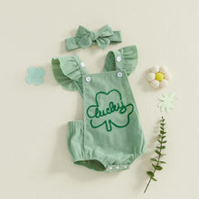 Load image into Gallery viewer, YINGISFITM My First St Patricks Day Baby Girl Outfit Newborn Lucky Charm Romper Irish Clover Shamrock Baby Girl Clothes (Green-Lucky, 6-12 Months)
