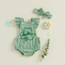 Load image into Gallery viewer, YINGISFITM My First St Patricks Day Baby Girl Outfit Newborn Lucky Charm Romper Irish Clover Shamrock Baby Girl Clothes (Green-Lucky, 6-12 Months)
