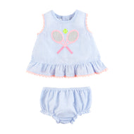 Mud Pie Baby Girls Tennis Seersucker Pinafore Set