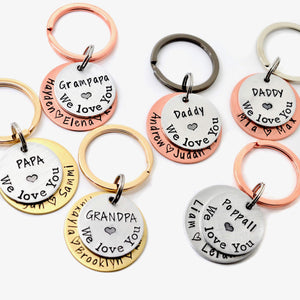 Personalized Father's Day Keychain - Gift for Dad or Grandpa - Mixed Metal Key Chain