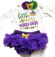 Mardi Gras Baby Girl HolidayHoliday Outfit Optional Tutu Bloomers Headband and Leg Warmers (Little Miss Purple)