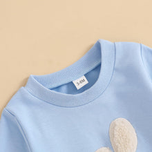 Load image into Gallery viewer, Easter Baby Boy Girl Outfit Embroidery Bunny Rompers Bunny Tail Jumpsuit Unisex Newborn Infant Easter Clothes (Blue, 0-3 Months)
