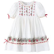 Load image into Gallery viewer, JannyBB Girl Dress, Red Hand Embroidered Floral Heirloom, Kids Holiday Dresses, Christening Gown for Girls, White Long Dress for Girls (US, Age, 12 Months-Size 12, red)
