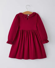 Load image into Gallery viewer, Christmas Smocking Embroidered Girls Dress with Green Plaid Bow
